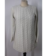 J Jill S White Chenille Crew Neck Cable Knit Tunic-Length Sweater - £22.35 GBP