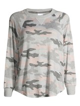 Secret Treasures Women&#39;s Long Sleeve Hacci Shirt SMALL (4-6) Gray Pink Camo - £10.61 GBP
