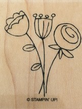 Stampin Up Rubber Stamp Flower Bouquet Friendship Happy Moments Long Stem Rose - $3.99