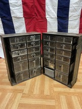 Vintage MILITARY PARTS CASE box bin wood Chest green crate industrial cabinet US - £103.90 GBP