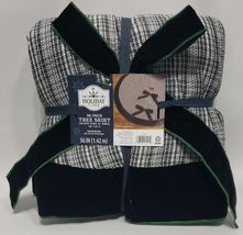 Holiday Time Plaid Holiday Decor Christmas Tree Skirt Black &amp; White 56 inch - $37.61