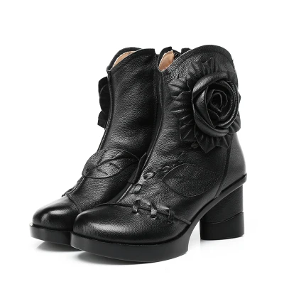 Women Leather Boots 2024  Handmade Retro Boots Ankle Boots Female hide  Shoes - £245.28 GBP