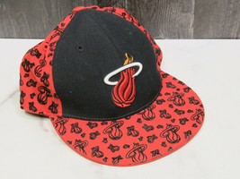 NBA Miami Heat Wool Cap Adidas 7 1/2 Fitted red and Black  - $17.82