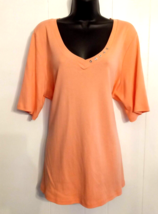 Karen Scott Womens Shirt size 1X Peach Coral Cotton Knit Top Button Accents - $14.79