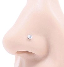Silver nose stud - silver cubic zirconia crystal  nose piercing - dainty nose - £3.84 GBP