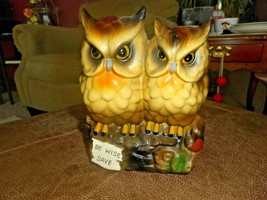 Vintage Ceramic Pair Of Owls &quot;Be Wise Save&quot; Piggy Bank Coin Container ROSSINI - £21.58 GBP