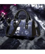&quot;Gothic Skull and Floral Handbag - Stylish Purple and Black Satchel&quot; - $25.99