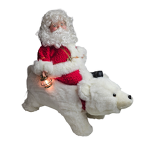 Santa&#39;s Best Santa Riding Polar Bear Animated Lighted Motionette Christmas - £77.42 GBP