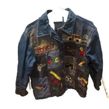 Vintage Karen Hart Shirt Adult small  Denim Patchwork Teacher School Women - $169.61 MXN