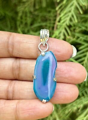 Pendentif en pierre agate géode druzy plaqué argent sterling 925, 7 - $12.19