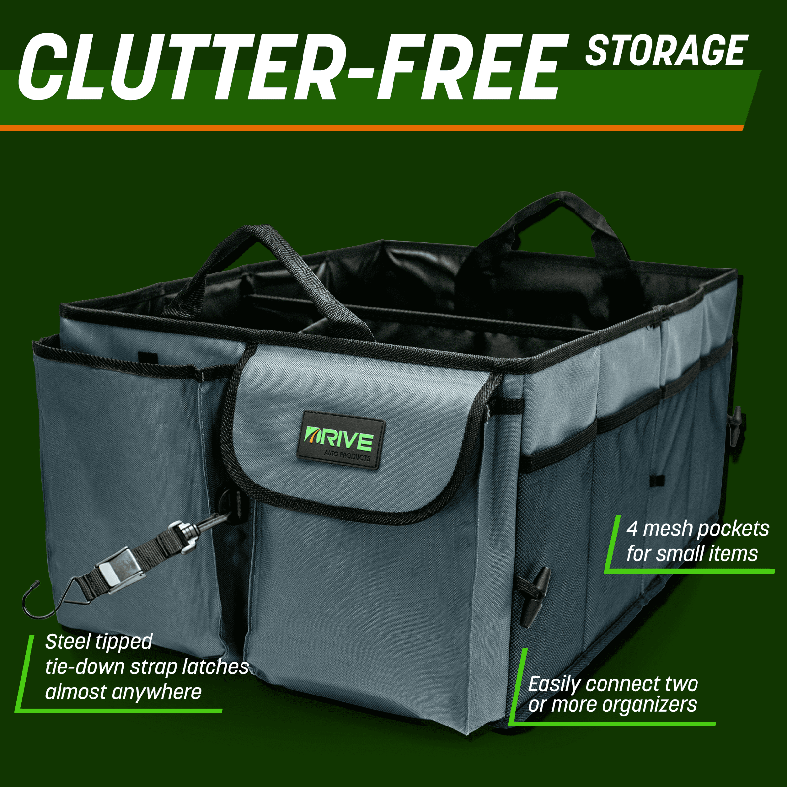 Car Trunk Organizer - Collapsible, Multi-Compartment Automotive SUV Car - $10.89
