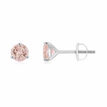 Natural Morganite Round Solitaire Stud Earrings in 14K Gold (AAA, 5MM) - £394.46 GBP