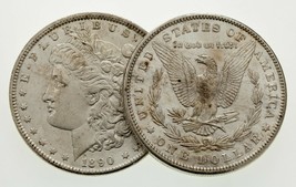 1890 &amp; 1891 $1 Silver Morgan Dollar Lot of 2 Coins in AU Condition - £102.85 GBP