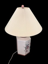 Vtg 28" Floral Ceramic Table Lamp w/ Pleated Shade – Underwriters Laboratories image 7