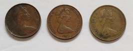 Three Elizabeth II Coins:1967 Australia 1969 Bahama Islands 1977 Solomon... - $18.95