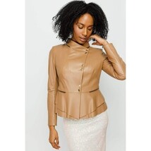 The Olmetti Tan Leather Women Jacket image 13