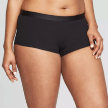 Auden Ladies Cotton Rib-Knit Boyshort Panty Black Size M 8-10 - £16.01 GBP