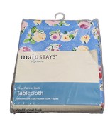 Mainstays Home Blue Floral Vinyl Flannel Back Tablecloth 52inx52in Squar... - $377.92 MXN