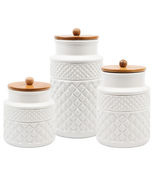 Set of 3 Faceted Ceramic Canisters with Sealed Lids - $92.02