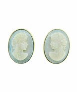 14k Yellow Gold Carved Genuine Natural Opal Cameo Earrings (#J3020) - $19,395.54 MXN