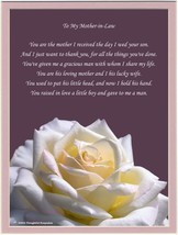 Mother-In-Law Gift With Thank You For My Husband Poem. Rose Photo, 8X10 Double - £29.22 GBP