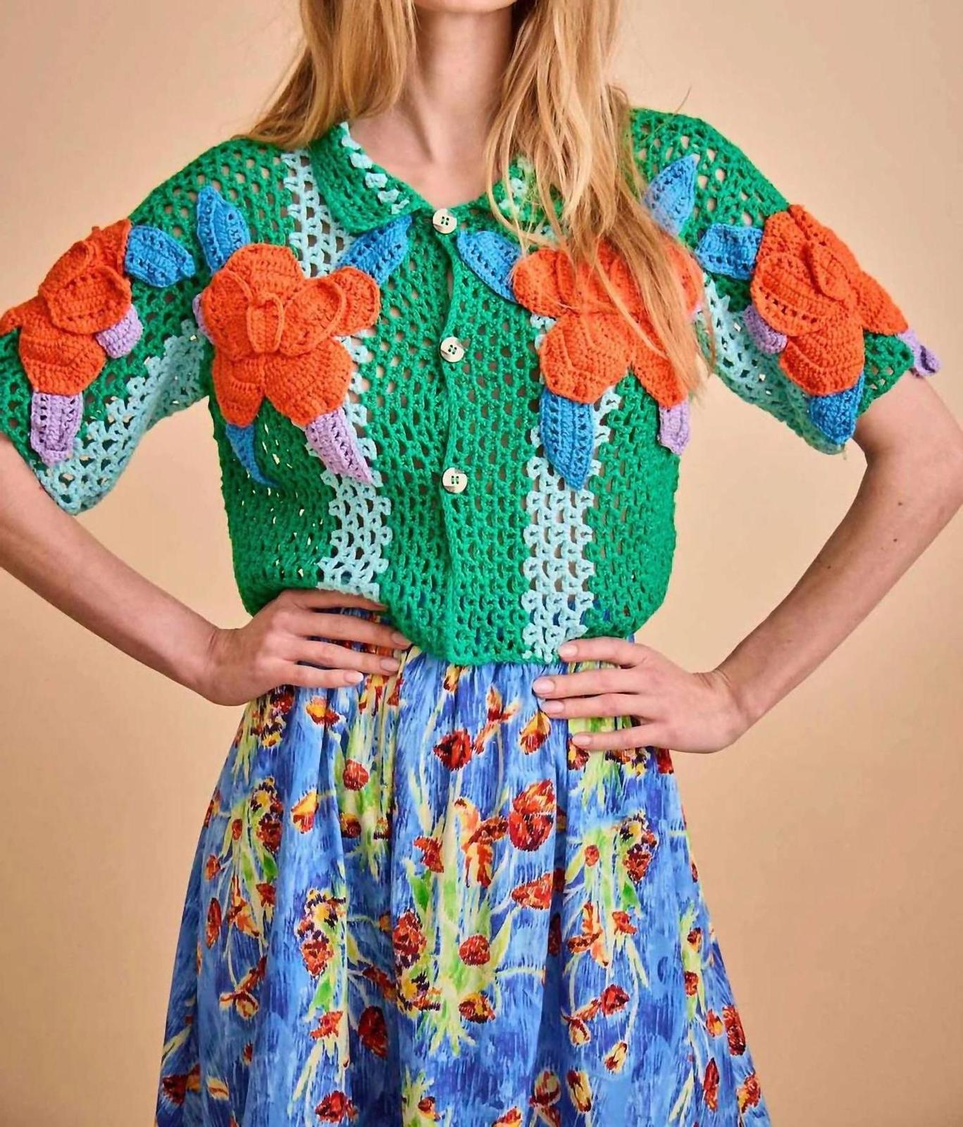 Hunter Bell Stewart Short Sleeve Sweater Teal - $200.00
