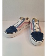 Vans Old Skool Stackform Pig Suede Sherpa Navy Pink White Men 9 Women 10.5 - $66.08 CAD