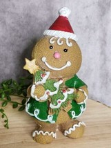 Gingerbread Boy Santa Figurine Resin Christmas Tabletop Decor 6&quot; Tree - $21.99