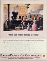 1936 Print Ad Socony-Vacuum Oil Company Vintage Locomotive Train from 1800&#39;s - £17.67 GBP