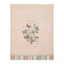 Avanti Butterfly Garden Bath Towel Embroidered Pale Pink Guest Bath 27x50&quot;  - £31.31 GBP