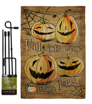 Halloween Pumpkin Patch Burlap - Impressions Decorative Metal Garden Pole Flag S - £26.93 GBP