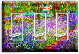 Irises Garden Claude Monet Painting 3 Gfi Light Switch Wall Plate Room Art Decor - £14.61 GBP