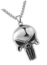 Gothic Punisher Skull Men&#39;s Necklace Pendant Punk Hip - £31.90 GBP