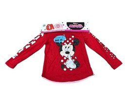 Disney Girls Long Sleeves Minnie Mouse Printed Tee, 3T, Red/Pink - $33.87