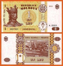 MOLDOVA  2010 UNC 1 Leu Banknote P- 8h(1) Ştefan cel Mare. Capriana mona... - £0.79 GBP