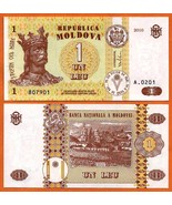 MOLDOVA  2010 UNC 1 Leu Banknote P- 8h(1) Ştefan cel Mare. Capriana mona... - £0.78 GBP
