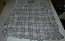Mens Apt 9 Large Plaid Long Sleeve Shirt Button Front Premier Flex Gray - £8.00 GBP