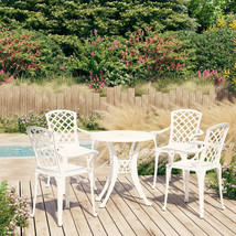  Bistro Set White Cast Aluminum Medium Decorative Inlays - $753.49