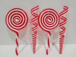 Christmas Candy Cane Peppermint Lollipop Swirl Red White Tree Ornaments 6.5&quot; - £19.70 GBP
