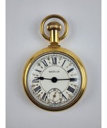 Westclox Gold Tone Pocket Watch Running Sub Dial Roman Numeral -Train en... - £34.95 GBP