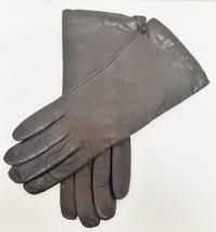 Vintage Brown Leather Gloves Lined Made in Italy Women&#39;s Size 7 1/2 Cut Label - £27.17 GBP