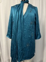 St. John Cerulean Holiday Liquid Satin Embellished Blouse Size Small NWT - $494.01