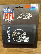 Baltimore Ravens Nylon Wallet Hook and Loop Fasteners Black NFL Football... - $8.08