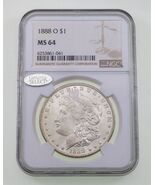 1888-O $1 Silver Morgan Dollar Graded by NGC as MS-64 - $3,606.30 MXN
