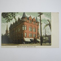 Antique Richmond Indiana Postcard Masonic Temple Building UNPOSTED - £7.84 GBP