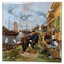 Vintage 1984 Ter Steege Tile Holland Signed By J.C.Van Hunnik Fishman 6” Décor - £19.74 GBP