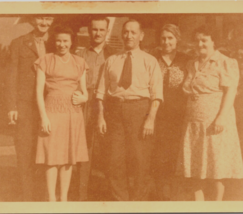 1945 Vintage Men Women Family Short Tie Uniform Sepia Tone Glossy Photograph - £15.91 GBP
