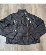Fahsyee NWT Women&#39;s XXL Black Zip Up Faux Leather Jacket BZ - £19.41 GBP