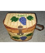 Wood Woven Wine Picnic Basket Tote Storage Travel Grapes Cute Cups Portable - £29.09 GBP