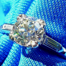 EARTH MINED DIAMOND DECO ENGAGEMENT RING ANTIQUE PLATINUM SOLITAIRE APPR... - $7,310.25